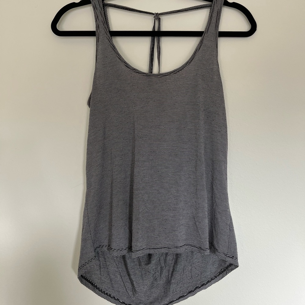 Black/White stripe workout tank